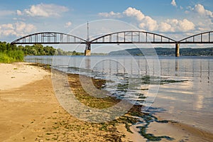 Ruined railway bridge in Kanev, Ukraine