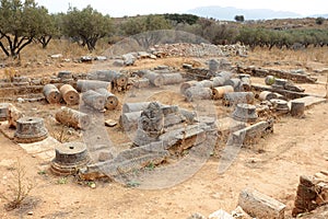 Ruined Roman villa with the peristyle courtyard at Aptera