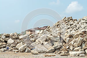 Ruined rubble in outdoor nature