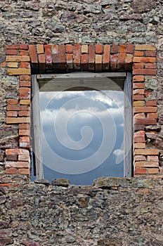 Ruined rustic rubble wall masonry stonework photo