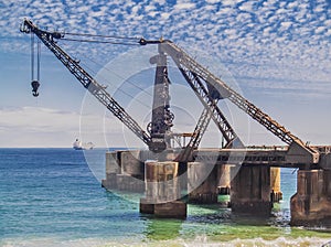 Ruined shipping crane