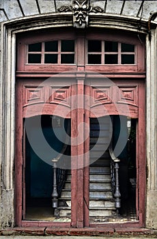 Ruined steps behind the door