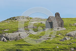 Ruined stone church. Dalkey island. Ireland