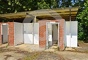 Ruined toilet and restrooms in the woods