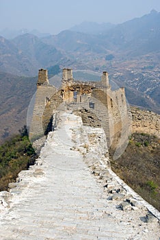 Ruined Tower of famous great wall in the Simatai