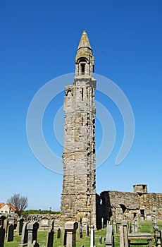 Ruined tower at St Andrew`s Cathedral, Scotland