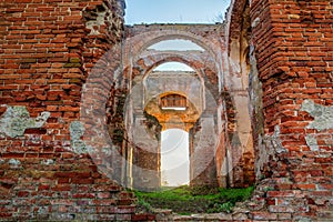 Ruined walls of the church of St. Nicholas in Belarus