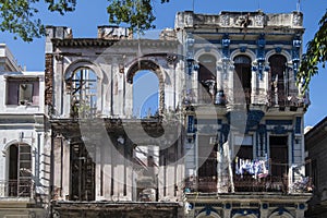 Ruinous, moldered colonial architectur, Havana, Cuba photo