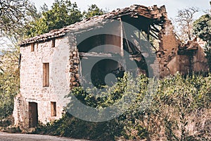 Ruins of an abandoned house in an abandoned town in Castilla y Leon