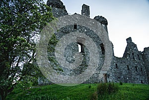 Ruins of abandoned Kilchurn castle, Scotland, UK