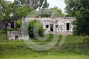 Ruins. Abandoned old building in nature photo