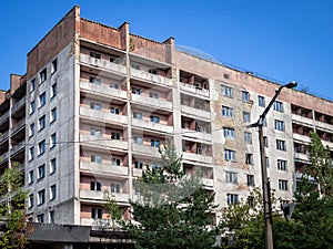 Ruins of an abandoned residential block in Pripyat city, Chernobyl