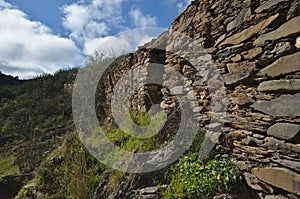 Ruins of an abandoned schist cottage