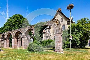 Ruins of the abbey cloister in Munster, Alsace,France