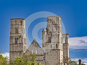 Ruins of the Abbey of Jumieges in the Northern France. Abbey is the ruin of a monastery built by Canons Regular in the 7th century