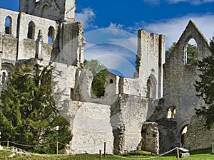 Ruins of the Abbey of Jumieges in the Northern France. Abbey is the ruin of a monastery built by Canons Regular in the 7th century