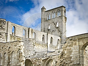 Ruins of the Abbey of Jumieges in the Northern France. Abbey is the ruin of a monastery built by Canons Regular in the 7th century