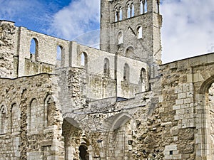 Ruins of the Abbey of Jumieges in the Northern France. Abbey is the ruin of a monastery built by Canons Regular in the 7th century