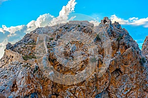 Ruins of Alanya castle at top of rock