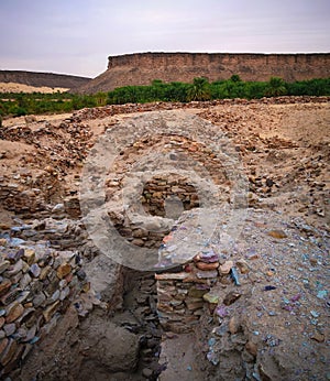 Ruins of Almoravid dynasty palace at the desert near Atar, Mauritania photo