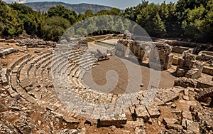 Ruins of Amphitheatre in Butrint National park in Vlore, Albania