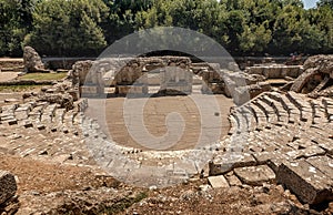 Ruins of Amphitheatre in Butrint National park in Vlore, Albania