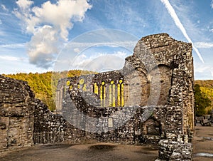 Ruins of an ancient 12th century monastery in the autumn Tintern Abbey, Wales