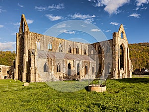 Ruins of an ancient 12th century monastery in the autumn Tintern Abbey, Wales