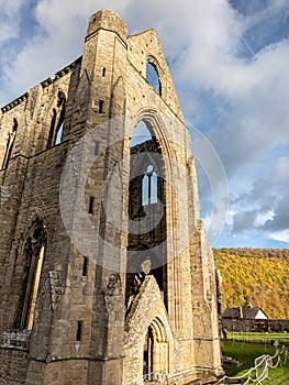 Ruins of an ancient 12th century monastery in the autumn Tintern Abbey, Wales