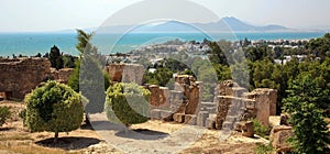 Ruins of the ancient antique city of Carthage in Tunisia