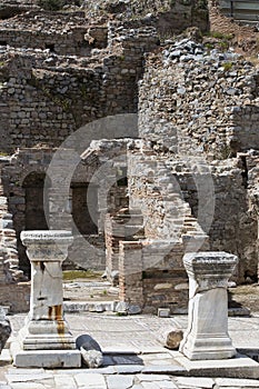 The ruins of the ancient antique city of Ephesus the library building of Celsus, the amphitheater temples and columns. Candidate f