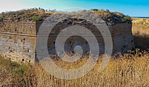 The ruins of the ancient Arabat fortress in the eastern Crimea on the shore of the Sea of Azov