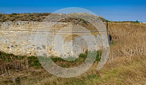 The ruins of the ancient Arabat fortress in the eastern Crimea on the shore of the Sea of Azov