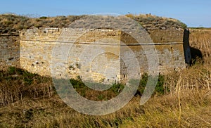 The ruins of the ancient Arabat fortress in the eastern Crimea on the shore of the Sea of Azov