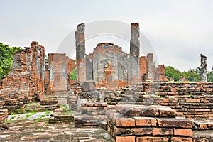 Ruins of ancient Ayutthaya Kingdom in Thailand