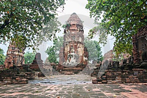 Ruins of ancient Ayutthaya Kingdom in Thailand