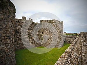 Ruins-Ancient Beaumaris Castle and the Island of Anglesey North Wales