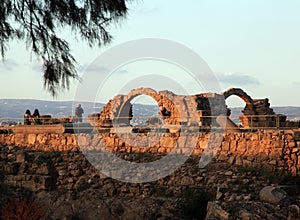 Ruins of ancient buildings at Paphos, Cyprus.
