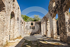 Ruins of ancient christian basilica in Albanian Butrint