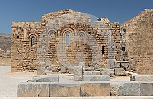 Ruins of the ancient church at the Acropolis of Lindos
