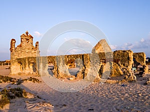 The ruins of an ancient church destroyed