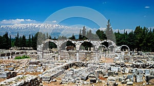 Ruins of ancient city Anjar, Bekaa valley Lebanon photo