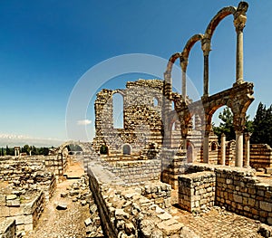 Ruins of ancient city Anjar, Bekaa valley, Lebanon photo