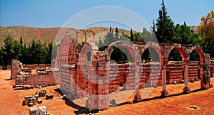 Ruins of ancient city Anjar, Bekaa valley Lebanon photo