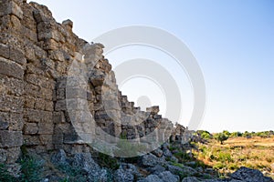 Ruins of the ancient city of Aspendos, Turkey, Side, Antalya. August 2021