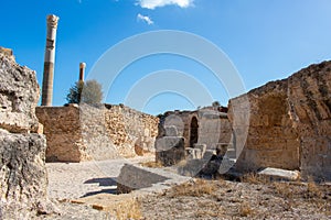 Ruins of Ancient city Carthage near Tunis, Tunisia. Archaeological site, North Africa