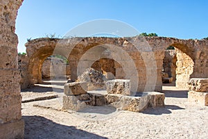 Ruins of Ancient city Carthage near Tunis, Tunisia. Archaeological site, North Africa