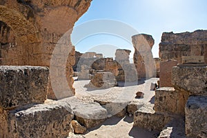 Ruins of Ancient city Carthage near Tunis, Tunisia. Archaeological site, North Africa