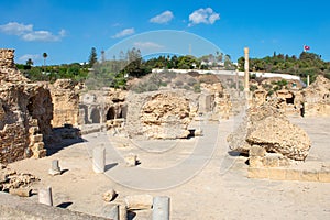 Ruins of Ancient city Carthage near Tunis, Tunisia. Archaeological site, North Africa