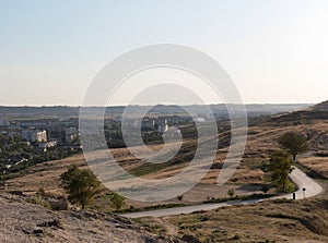 Ruins of the ancient city of Chersonesos, Kerch, Crimea in summer